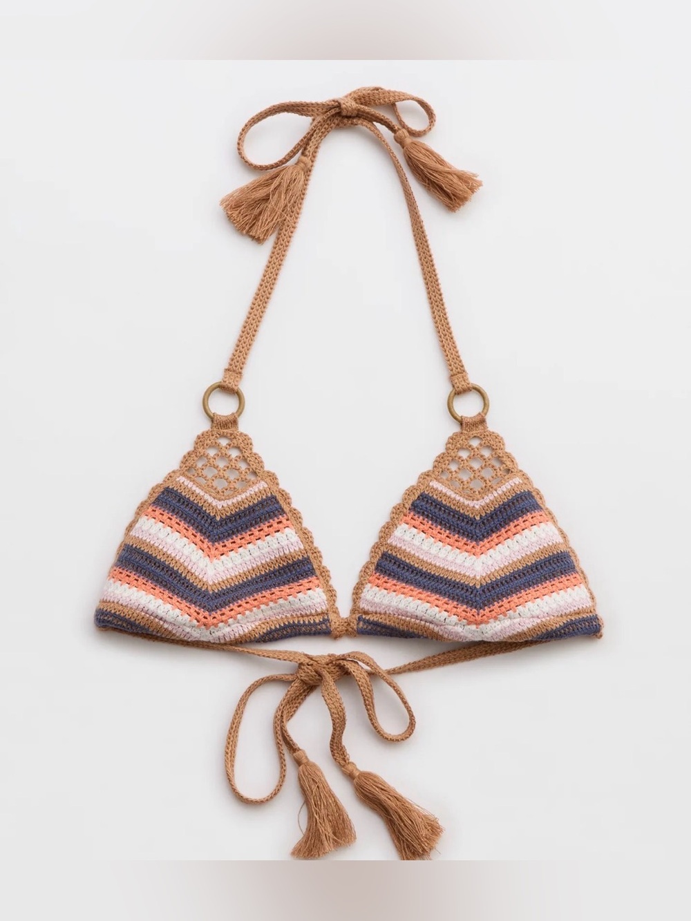 NWT Aerie Crochet String Triangle Bikini Top Stripe - Size XS - Picture 2 of 5